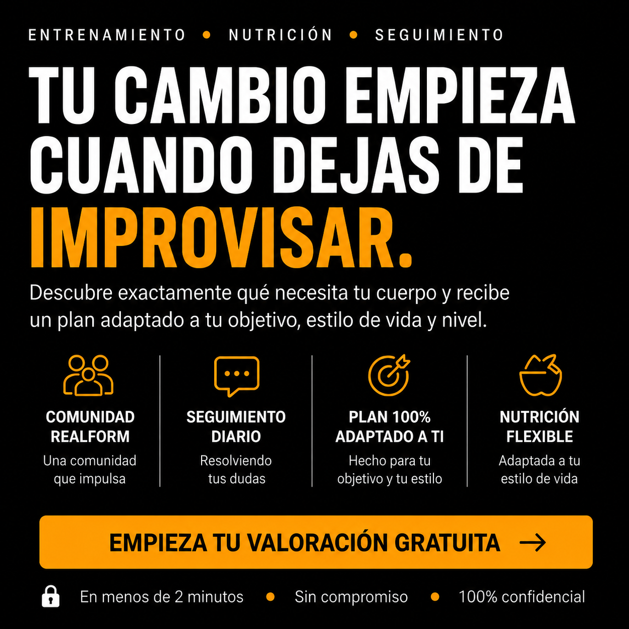 Descubre cómo funciona el entrenamiento personalizado online de REALFORM con seguimiento y nutrición adaptada.